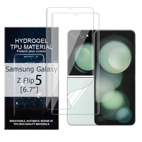 Glcrrpu 2 Stück Hydrogel Displayschutzfolie Film für Samsung Galaxy Z Flip5[6,7inch],Schutzfolie Flexible Hydrogel Folie Weich Transparente TPU,HD von Glcrrpu