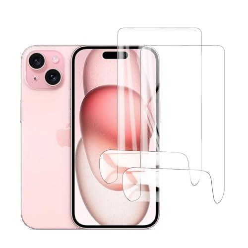 Glcrrpu 2 Stück Schutzfolie Film für iPhone 15[6.1"],Hydrogel Displayschutzfolie Folie Flexible Weich Transparente TPU,HD von Glcrrpu
