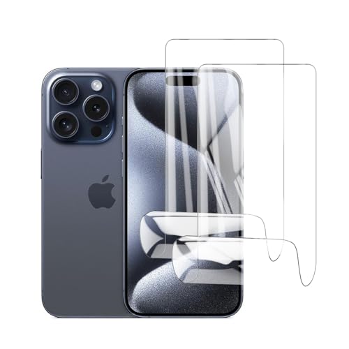 Glcrrpu 2 Stück Hydrogel Displayschutzfolie Film für iPhone 15 Pro [6,1 inch],Schutzfolie Flexible Hydrogel Folie Weich Transparente TPU,HD von Glcrrpu