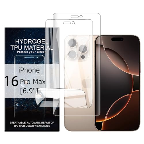 Glcrrpu 2 Stück Hydrogel Displayschutzfolie Film für iPhone 16 Pro Max[6,9inch],Schutzfolie Flexible Hydrogel Folie Weich Transparente TPU,HD von Glcrrpu