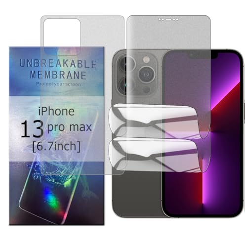 Glcrrpu 2 Stück Matt TPU Schutzfolie für iPhone 13 Pro Max[6.7inch],1 Stück Matt Rückseitenfolie Folie Hydrogel Entspiegelte Displayschutzfolie,Display Blendschutz,Anti-Fingerabdruck,Anti-Kratzer von Glcrrpu