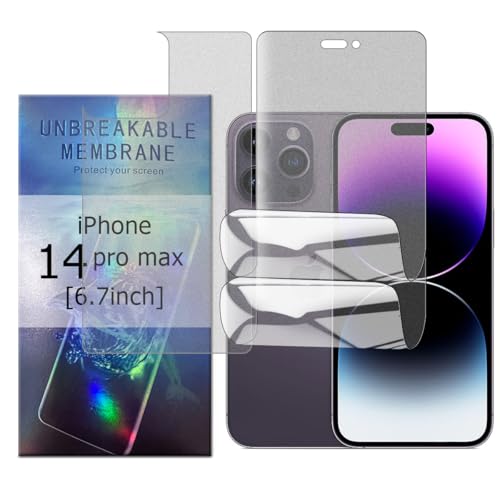 Glcrrpu 2 Stück Matt TPU Schutzfolie für iPhone 14 Pro Max[6.7inch],1 Stück Matt Rückseitenfolie Folie Hydrogel Entspiegelte Displayschutzfolie,Display Blendschutz,Anti-Fingerabdruck,Anti-Kratzer von Glcrrpu