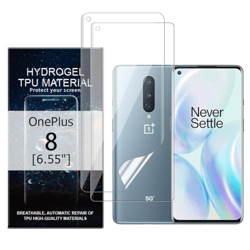 Glcrrpu 2 Stück Schutzfolie Film Film für Oneplus 8[6.55"],Hydrogel Displayschutzfolie Folie Flexible Weich Transparente TPU,HD von Glcrrpu