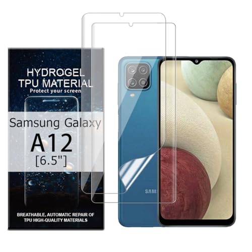 Glcrrpu 2 Stück Schutzfolie Film Film für Samsung Galaxy A12[6.5"],Hydrogel Displayschutzfolie Folie Flexible Weich Transparente TPU,HD von Glcrrpu