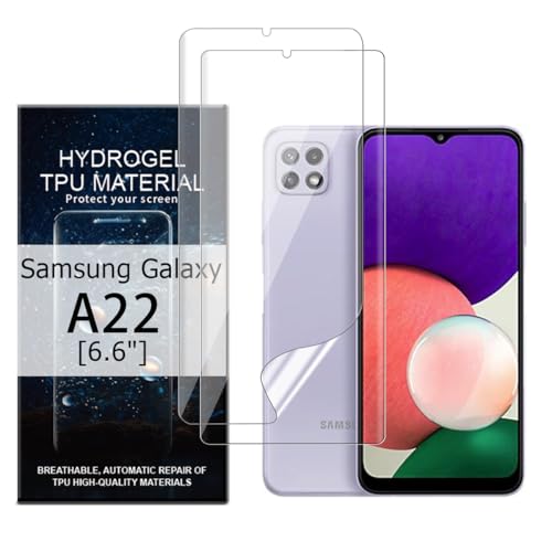 Glcrrpu 2 Stück Schutzfolie Film Film für Samsung Galaxy A22[6.6"],Hydrogel Displayschutzfolie Folie Flexible Weich Transparente TPU,HD von Glcrrpu