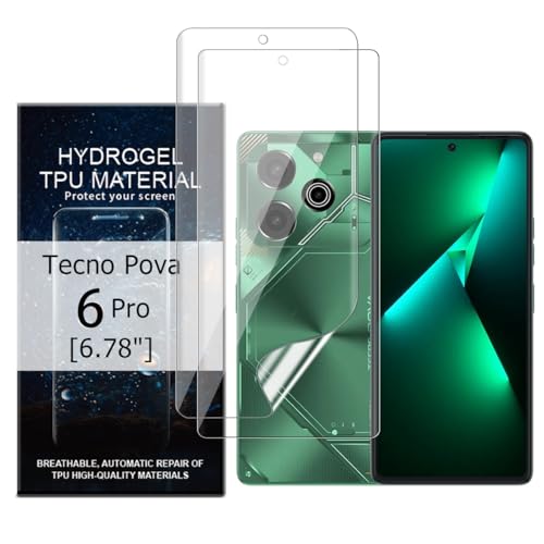 Glcrrpu 2 Stück Schutzfolie Film Film für Tecno Pova 6 Pro[6.78"],Hydrogel Displayschutzfolie Folie Flexible Weich Transparente TPU,HD von Glcrrpu