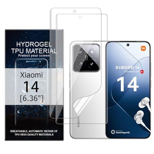 Glcrrpu 2 Stück Schutzfolie Film Film für Xiaomi 14[6.36"],Hydrogel Displayschutzfolie Folie Flexible Weich Transparente TPU,HD von Glcrrpu