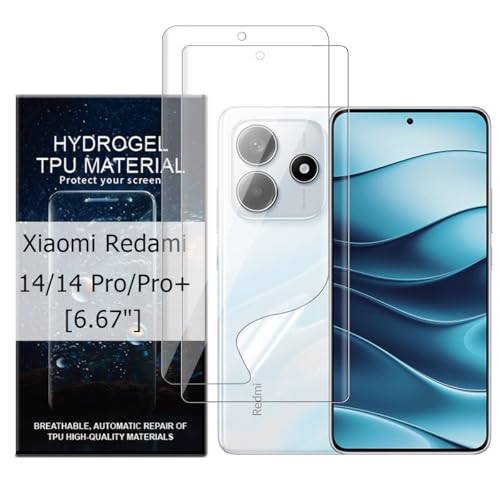 Glcrrpu 2 Stück Schutzfolie Film Film für Xiaomi Redmi Note 14/14 Pro/14 Pro+[6.67"],Hydrogel Displayschutzfolie Folie Flexible Weich Transparente TPU,HD von Glcrrpu