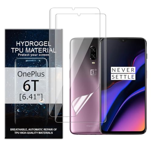 Glcrrpu 2 Stück Schutzfolie Film für OnePlus 6T[6.41"],Hydrogel Displayschutzfolie Folie Flexible Weich Transparente TPU,HD von Glcrrpu