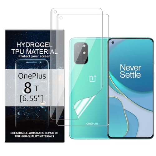 Glcrrpu 2 Stück Schutzfolie Film für OnePlus 8T[6.55"],Hydrogel Displayschutzfolie Folie Flexible Weich Transparente TPU,HD von Glcrrpu