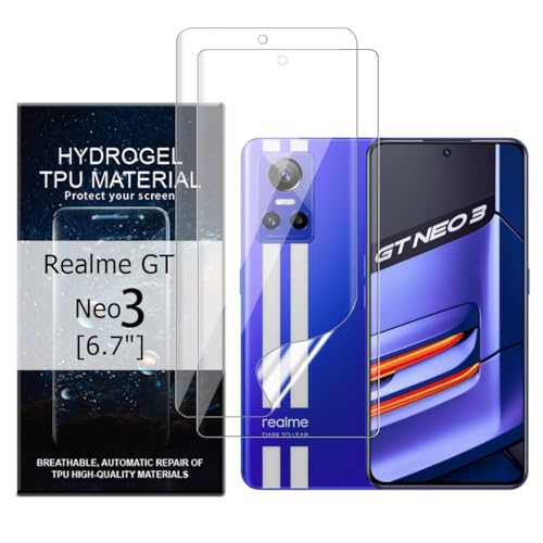 Glcrrpu 2 Stück Schutzfolie Film für Realme GT Neo 3[6.7"],Hydrogel Displayschutzfolie Folie Flexible Weich Transparente TPU,HD von Glcrrpu