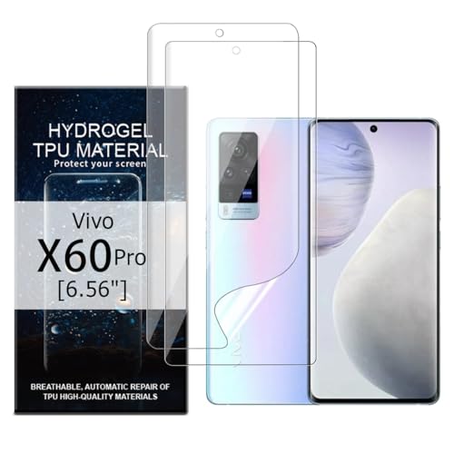 Glcrrpu 2 Stück Schutzfolie Film für Vivo X60 Pro[6.56"],Hydrogel Displayschutzfolie Folie Flexible Weich Transparente TPU,HD von Glcrrpu