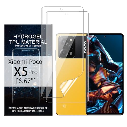Glcrrpu 2 Stück Schutzfolie Film für Xiaomi Poco X5 Pro[6.67"],Hydrogel Displayschutzfolie Folie Flexible Weich Transparente TPU,HD von Glcrrpu