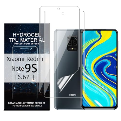 Glcrrpu 2 Stück Schutzfolie Film für Xiaomi Redmi Note 9S[6.67"],Hydrogel Displayschutzfolie Folie Flexible Weich Transparente TPU,HD von Glcrrpu
