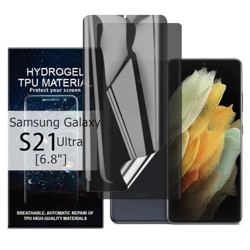 Glcrrpu 2 Stück für Samsung Galaxy S21 Ultra [6,8 Zoll] Privatsphäre Hydrogel Displayschutzfolie [Anti-Spion] Flexible TPU Schutzfolie Selbstheilend [Nicht Gehärtetes Glas] von Glcrrpu