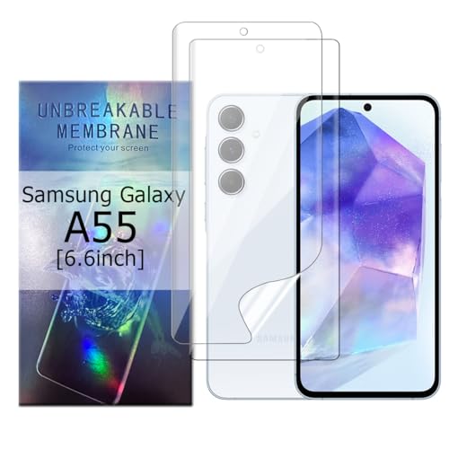 Glcrrpu Displayschutzfolie für Samsung Galaxy A55 [6,7 Zoll] Hochempfindliche Hydrogel-TPU-Folie, HD, klar, flexibel, selbstheilend, kein gehärtetes Glas, 2 Stück von Glcrrpu