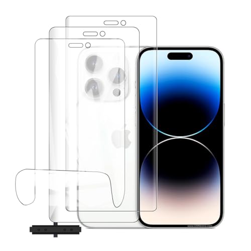Glcrrpu Hydrogel-Displayschutzfolie für iPhone 14 Pro, 15,5 cm (6,1 Zoll), Anti-Fingerabdruck, selbstreparierend, HD-Klarheit, ultradünn, einfach anzubringen, kompatibel mit Schutzhüllen, 3 Stück von Glcrrpu
