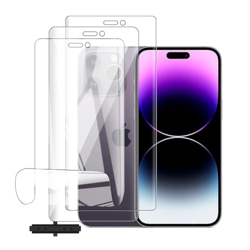 Glcrrpu Hydrogel-Displayschutzfolie für iPhone 14 Pro Max [6,7 Zoll] - [3 Stück] Anti-Fingerabdruck, selbstreparierend, HD klar, ultradünn, einfach anzubringen, kompatibel mit Schutzhüllen von Glcrrpu