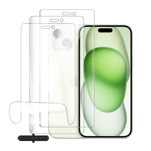 Glcrrpu Hydrogel-Displayschutzfolie für iPhone 15 Plus, 17 cm (6,7 Zoll), Anti-Fingerabdruck, selbstreparierend, HD, klar, ultradünn, einfach anzubringen, kompatibel mit Schutzhüllen von Glcrrpu