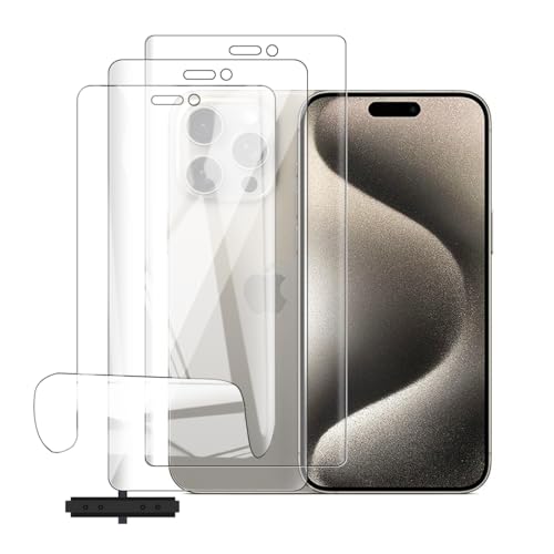 Glcrrpu Hydrogel-Displayschutzfolie für iPhone 15 Pro, 15,5 cm (6,1 Zoll), Anti-Fingerabdruck, selbstreparierend, HD, klar, ultradünn, einfach anzubringen, kompatibel mit Schutzhüllen von Glcrrpu