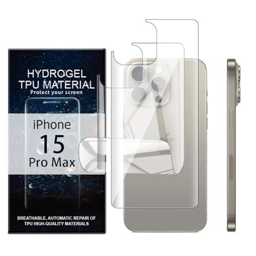 Glcrrpu Schutzfolie Rückseite für iPhone 15 Pro Max,Folie Weiches TPU Hydrogel Flexible Transparente TPU Scratch Resistant Anti-Kratzer 2 Stück Glcrrpu Schutzfolie Rückseite für iPhone 15 Pro Max,Folie Weiches TPU Hydrogel Flexible Transparente TPU Scratch Resistant Anti-Kratzer 2 Stück von Glcrrpu