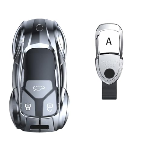 Gleamydot Autoschlüssel Hülle Kompatibel mit Schlüsselhülle Cover Audi A3 A4 A5 A6 A7 A8 Q5 Q8 TT RS4 SQ5 Zinc ​Alloy sportback Schutzhülle Zubehör mit Schlüsselanhänger (A-Yin) von Gleamydot
