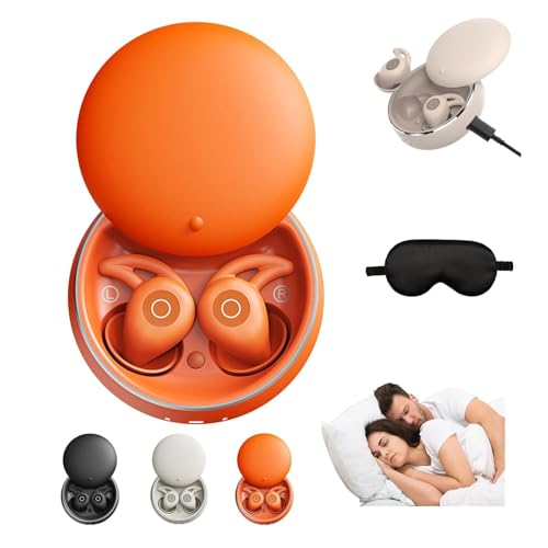 Glemall Novonell Snooze Pods Pro Mit ANC, Anti Schnarch-Kopfhörer für Seitenschläfer, Snoozepods Pro -Schlafkopfhörer, Novonell Sleep Pods (Orange) von Glemall