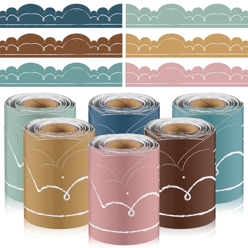 Glenmal 6 Rollen Boho Pinnwand Bordüre Boho Schnörkel gewellt Klassenzimmer Bordüre Trim für Schulanfang Klassenzimmer Zuhause Kreidetafel Wanddekoration von Glenmal