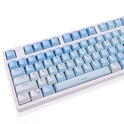 Tastenkappen mit 104 Tasten, Sonnenuntergangs-Farbverlauf, blaue Hintergrundbeleuchtung, dickes PBT-OEM-Profil, für Cherry MX-Schalter der mechanischen Tastatur, 104, 87, 61 (blau) von Gliging