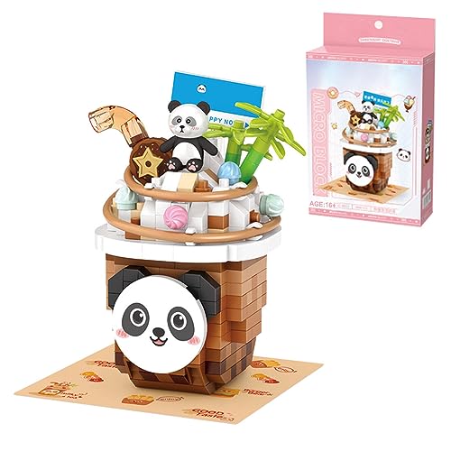Glimetal Kreativ Panda Teetasse Bausteine 380 Teile Klemmbausteine Modular Bär Baukasten Adventskalender 2024 für Kinder Erwachsene von Glimetal
