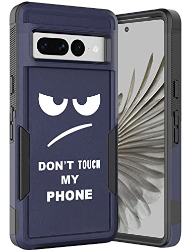 Glisten - Google Pixel 7 Pro Hülle, Pixel 7 Pro 5G Hülle - Don't Touch My Phone Printed Heavy Duty Military Grade Protection Shockproof Sturdy Armor Phone Case/Cover for Pixel 7 Pro 5G. [Blau] von Glisten