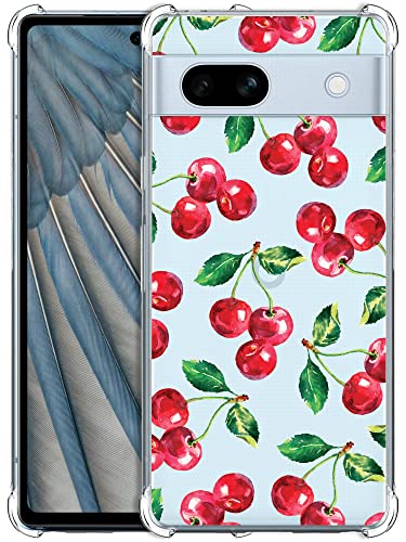 Glisten - Google Pixel 7A Hülle, Pixel 7A Clear Case – Kirsche Aquarell Muster gedruckt Slim Fit Flexibel Transparent Stoßfest Designer Back Case / Cover für Google Pixel 7A 5G. von Glisten