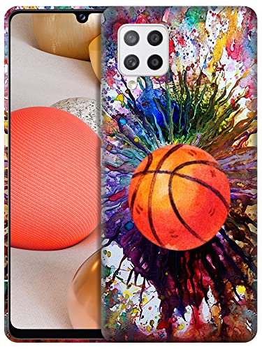 Glisten Samsung Galaxy A12 Hülle, 5G Nacho Hülle – Vintage Farbe Basketball Design Gedruckt Schlank Niedlich Kunststoff Hard Snap on Schutzhülle Rückseite Telefon für A12 & Nacho, Weiß von Glisten