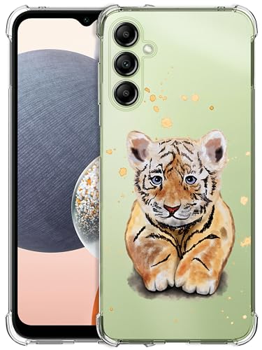 Glisten - Samsung Galaxy A14 5G Hülle, Samsung A14 Clear Case - Baby Tiger Printed Printed Durable Clear Transparent Shockproof Designer Back Case/Cover für Galaxy A14 5G / 4G von Glisten