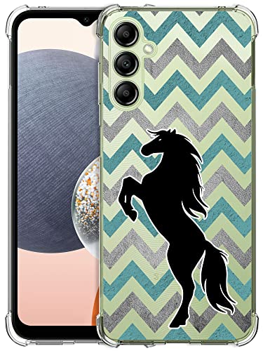 Glisten - Samsung Galaxy A14 5G Hülle, Samsung A14 Clear Case - Pferd im Zickzackmuster gedruckt langlebig klar transparent stoßfest Designer Back Case / Cover für Galaxy A14 5G / 4G von Glisten