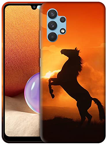 Glisten Samsung Galaxy A32 4G Hülle, Samsung A32 Hülle – Pferd im Sonnenuntergang Design gedruckt schlank Kunststoff Hard Snap on Protective Back Phone CaseCover nur für Samsung A32 4G [6,4 Zoll] von Glisten