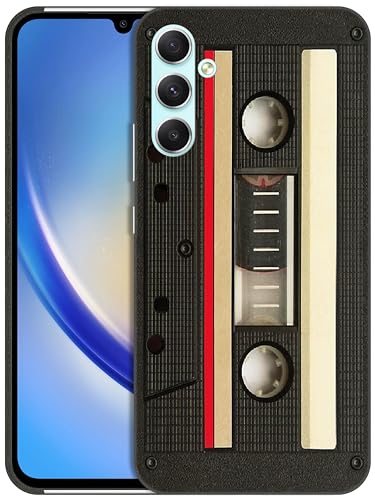 Glisten - Samsung Galaxy A34 5G Hülle, Samsung A34 Hülle - Vintage Kassette Design gedruckt niedlich Kunststoff hart Snap on Schutzhülle Designer Rückseite Handyhülle Cover für Samsung Galaxy A34 5G von Glisten