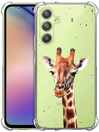 Glisten - Samsung Galaxy A54 Hülle, Samsung A54 Clear Case - Aquarell Giraffe Printed Printed Durable Slim Fit Transparent Stoßfest Designer Back Clear Case / Cover für Samsung A54 5G von Glisten