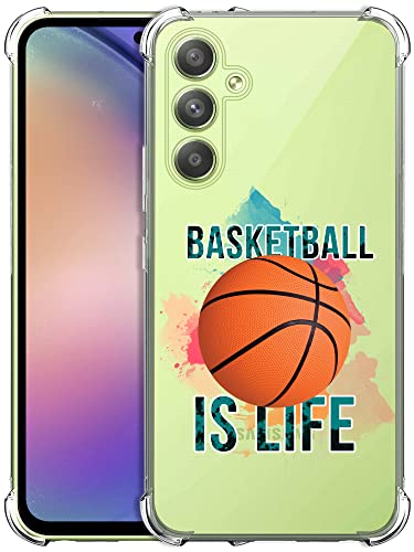 Glisten - Samsung Galaxy A54 Hülle, Samsung A54 Clear Case - Basketball is Life Printed Printed Durable Slim Fit Transparent Stoßfest Designer Back Clear Case / Cover für Samsung A54 5G von Glisten