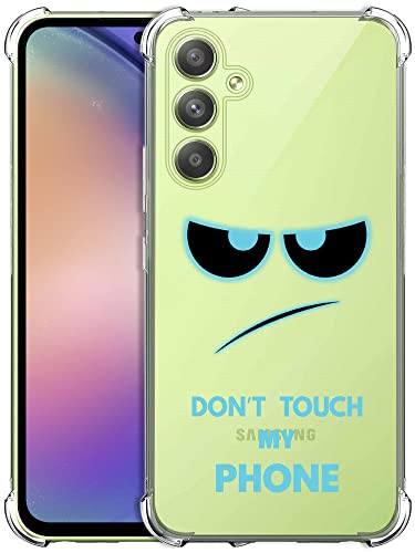 Glisten - Samsung Galaxy A54 Hülle, Samsung A54 Clear Case - Don't Touch My Phone Teal Printed Printed Slim Fit Transparent Stoßfest Designer Back Clear Case / Cover für Samsung A54 5G von Glisten