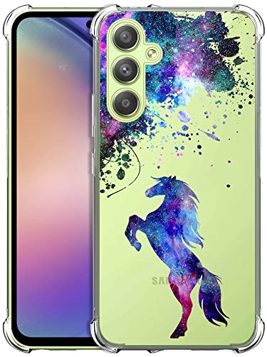 Glisten - Samsung Galaxy A54 Hülle, Samsung A54 Clear Case - Galaxy Horse Printed Printed Durable Slim Fit Flexible Transparent Stoßfest Designer Back Clear Case / Cover für Samsung A54 5G von Glisten