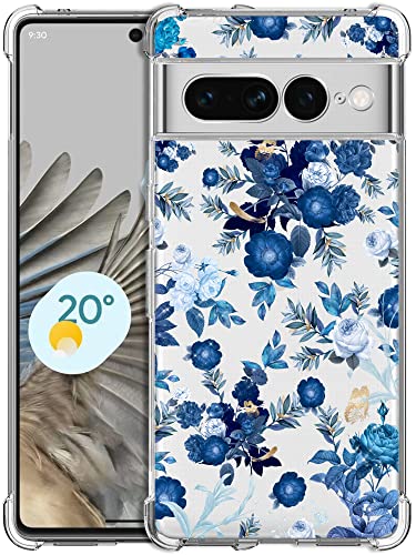 Glisten - Schutzhülle für Pixel 7 Pro mit blauem Blumendruck von Glisten