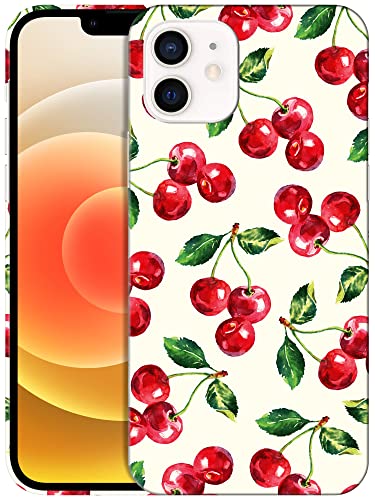 Glisten - iPhone 12 Hülle, iPhone 12 Pro Hülle – Kirsch-Aquarell-Muster-Design, bedruckt, schlankes Kunststoff, Hartschalen-Schutzhülle für iPhone 12/iPhone 12 Pro. [6,1 Zoll] von Glisten