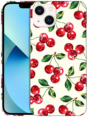 Glisten - iPhone 13 Hülle, iPhone 13 Designer-Hülle – Kirsch-Aquarell-Muster-Design, bedruckt, schlank, Kunststoff, Hartschale, Schutzhülle für iPhone 13 nur [6,1 Zoll]. von Glisten