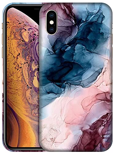 Glisten - iPhone X-Hülle, iPhone Xs Hülle – Abstraktes Marmor-Design gedruckt schlank Kunststoff Hard Snap on Schutzhülle für iPhone X/iPhone Xs/iPhone 10. [5,8 Zoll] Weiß von Glisten