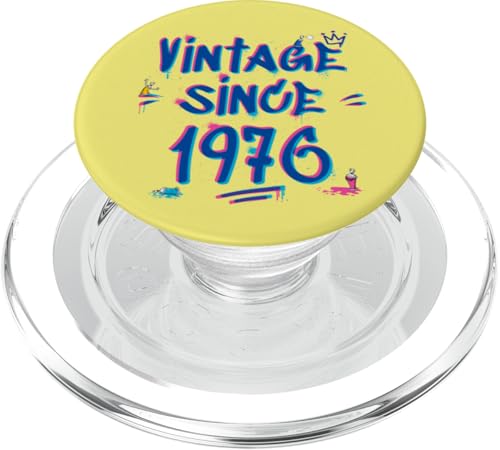 1976 Vintage Graffiti Glitch - 49 Years of Style PopSockets PopGrip für MagSafe von Glitch Graffiti Style Graphic Design For Men Women