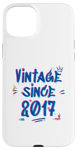 Vintage 2017 Graffiti Glitch - 8 Years of Style Hülle für iPhone 15 Plus von Glitch Graffiti Style Graphic Design For Men Women