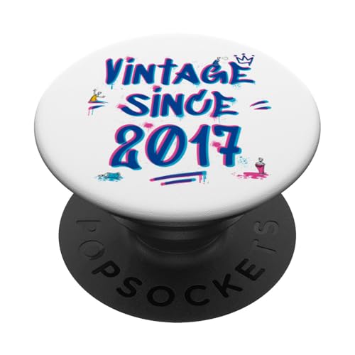 Vintage 2017 Graffiti Glitch - 8 Years of Style PopSockets Klebender PopGrip von Glitch Graffiti Style Graphic Design For Men Women