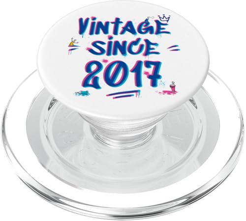 Vintage 2017 Graffiti Glitch - 8 Years of Style PopSockets PopGrip für MagSafe von Glitch Graffiti Style Graphic Design For Men Women