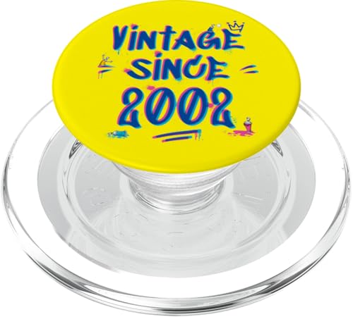 Vintage Best of 2002 Graffiti Glitch 23rd Birthday Style PopSockets PopGrip für MagSafe von Glitch Graffiti Style Graphic Design For Men Women